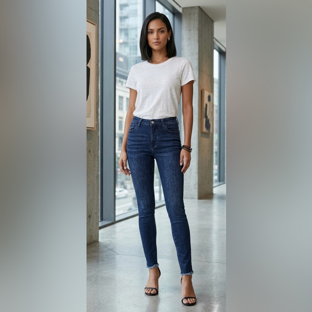 Dark Blue Ankle-Cropped Women's Jeans